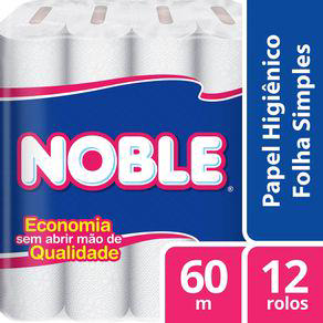 Papel Higiênico Folha Simples Noble 60M Com 12 Rolos