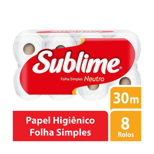 Papel Higiênico Sublime Folha Simples 8 Rolos