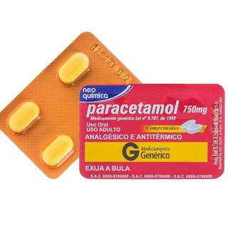 Paracetamol 750Mg 04Cp União Qui - União Química Genérico