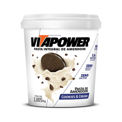 Imagem do produto Pasta Integral De Amendoim Cookies & Cream 1Kg Vitapower Mrs Taste