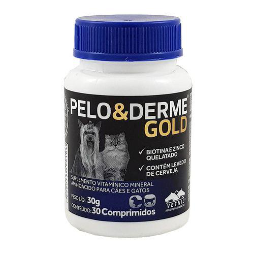 Imagem do produto Pelo E Derme Gold 30 Comp Vetnil Cães E Gatos Pele E Pelo