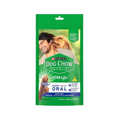 Imagem do produto Petisco Para Cães Adultos Dog Chow Saúde Oral Raças Médios E Grandes 80G