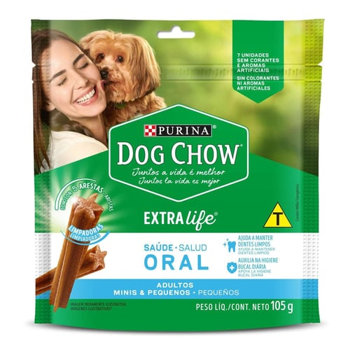 Imagem do produto Petisco Para Cães Adultos Dog Chow Saúde Oral Raças Minis & Pequenos 105G