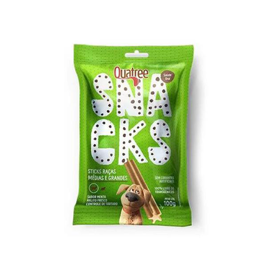 Imagem do produto Petisco Quatree Snacks Sticks Sabor Menta Para Cães Raças Médias E Grande 100G