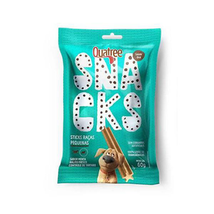 Petisco Quatree Snacks Sticks Sabor Menta Para Cães Raças Pequenas 60G