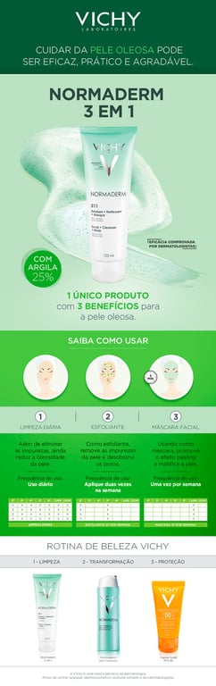 Normaderm 3 em 1 Vichy Gel de Limpeza com 125ml