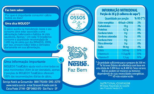 Molico Composto Lácteo Desnatado TotalCálcio com 280g