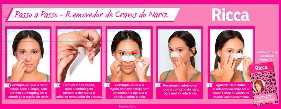 Imagem Complementar da Bula do Adesivo Ricca Para Remoção De Cravos Do Nariz 3 Unidades