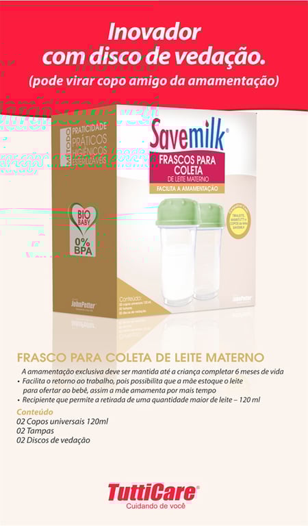 Imagem Complementar da Bula do porta leite materno savemilk verde 120ml com 2 unidades