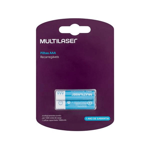 Pilha Multilaser Recarregável Aaa Cb051 Com 2 Unidades
