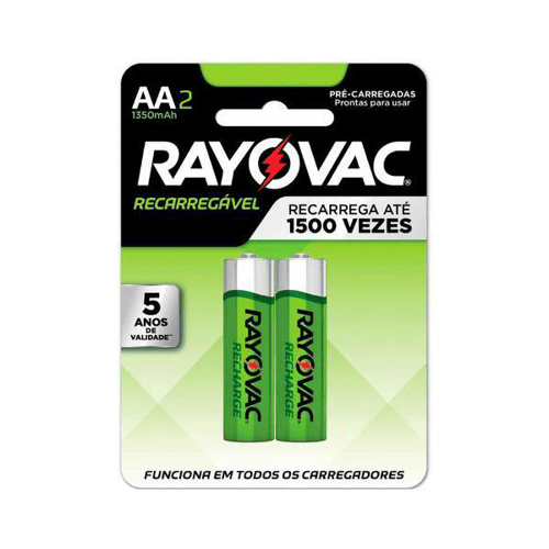 Imagem do produto Pilha Rayovac Aa Recarregável Pequena 1,2V Com 2 Unidades