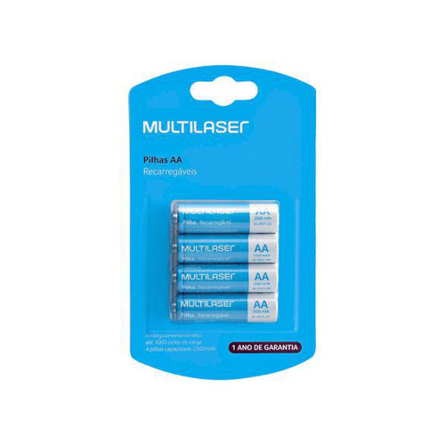 Imagem do produto Pilhas Recarregáveis Aa Multilaser 2500Mah Com 4 Unidades Cb052