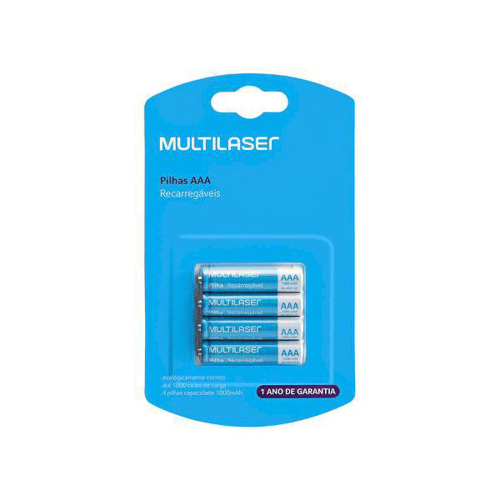Imagem do produto Pilhas Recarregáveis Aaa Multilaser 1000Mah Com 4 Unidades Cb050