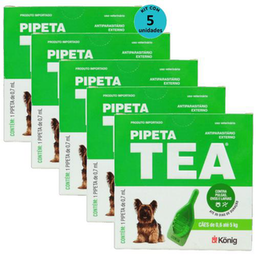 Imagem do produto Pipeta Tea 0,7Ml Antiparasitário Contra Pulgas Para Cães De 0,6 Até 5 Kg König Kit Com 5