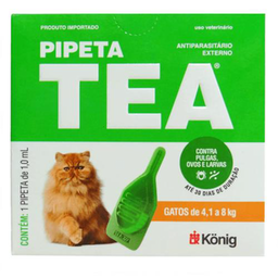 Imagem do produto Pipeta Tea 1,0 Ml Antiparasitário Contra Pulgas Para Gatos De 4,1 Até 8 Kg König