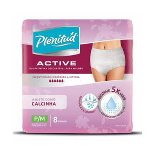 Plenitud Roupa Intima Active Mulher P M Com 8 Unidades