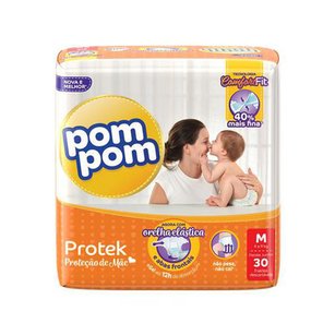 Pom Pom - Baby Fralda Pacote Economico Tamanho Medio 30 Unidades