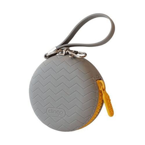 Imagem do produto Porta Chupeta Silicone Infantil C Alça Cinza/Amarelo Clingo