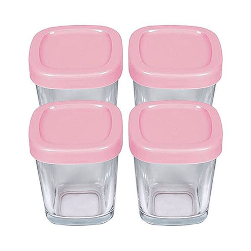 Imagem do produto Potes De Vidro Para Armazenamento De Leite Materno 150Ml 4Un Rosa Clingo