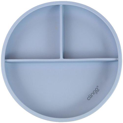 Prato Em Silicone Com Divisórias E Ventosa Flex Azul 6M+ Clingo