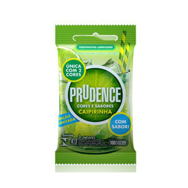 Preservativo Prudence Cores E Sabores Com 3 Lubrificado Caipirinha