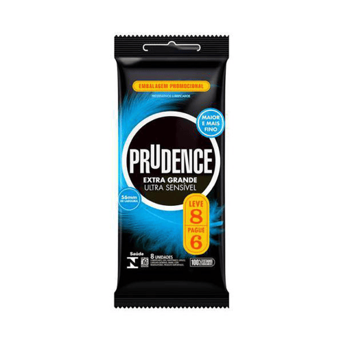 Preservativo Prudence Extra Grande Ultra Sensível Leve 8, Pague 6