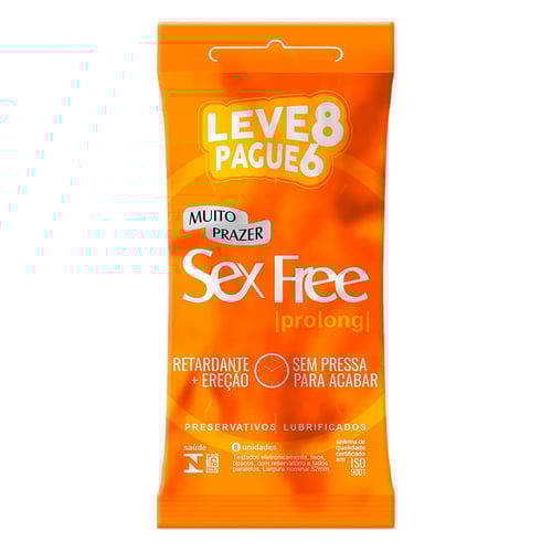 Imagem do produto Preservativo Sex Free Prolong Leve 8 Pague 6