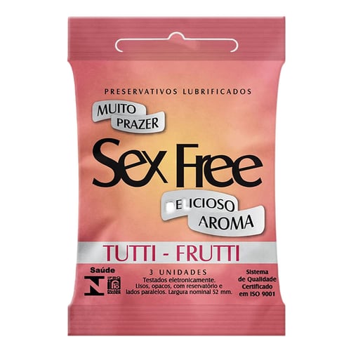 Preservativo Sex Free Tutti Frutti Com 3 Unidades