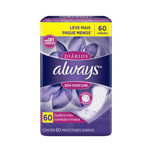 Imagem do produto Protetor Diário Always Sem Perfume Leve Mais Pague Menos 60 Unidades