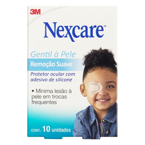 Protetor Ocular Nexcare Infantil Gentil À Pele Remoção Suave 50Mm X 60Mm 10 Unidades