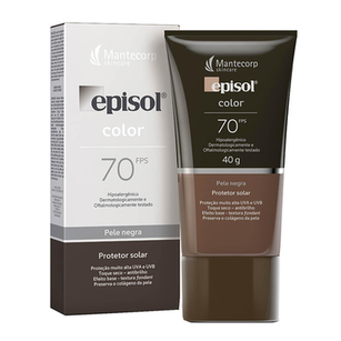 Imagem do produto Protetor Solar Episol Color Pele Negra Fps 70 Loção Com Efeito De Base 40G