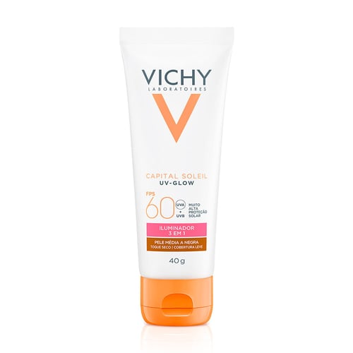 Imagem do produto Protetor Solar Facial Vichy Capital Soleil Uv-Glow Com Cor Fps60 Pele Média A Negra 40G