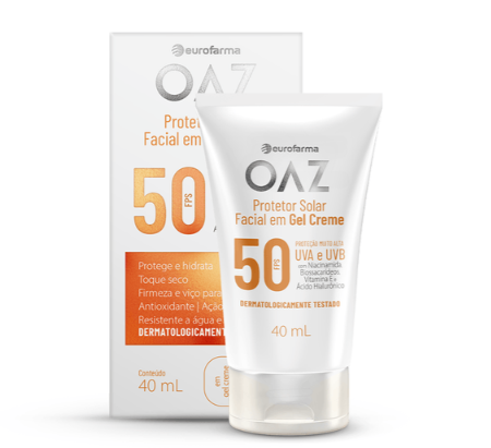 Protetor Solar Facial Em Gel Creme Oaz Fps 50 - 40Ml