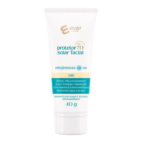 Protetor Solar Facial Ever Care Bege Claro Fps70 40G