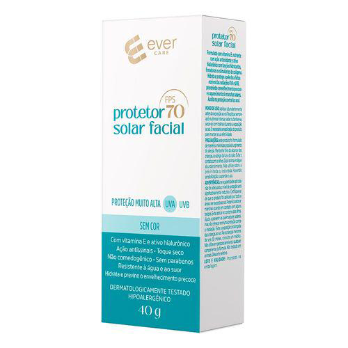 Imagem do produto Protetor Solar Facial Ever Care Fps70 Sem Cor 40G