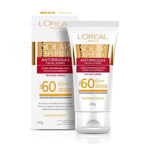 Imagem do produto Protetor Solar Facial L'Oréal Solar Expertise Antirrugas Fps 60 Creme 40G