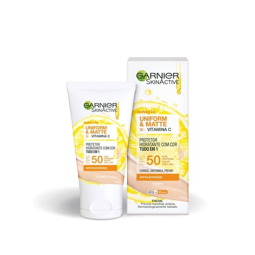 Imagem do produto Protetor Solar Hidratante Garnier Skinactive Uniform E Matte Fps 50 Cor Clara 40G