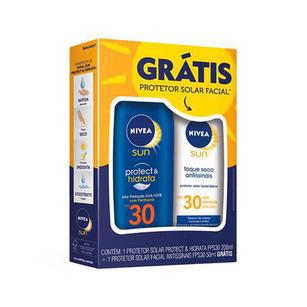 Imagem do produto Protetor Solar Nivea Sun Protect & Hidrata Fps 30 Loção 200Ml + Grátis Protetor Solar Facial Fps 30 50Ml
