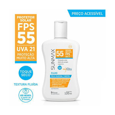 Protetor Solar Sunmax Fluid Fps 55 Pele Óleosa À Mista 120Ml