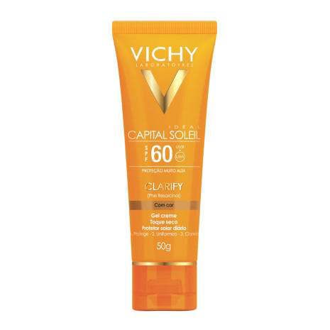 Protetor Solar Vichy Capital Soleil Clarify Com Cor Fps 60 Gel Creme Com Efeito De Base Com 50G