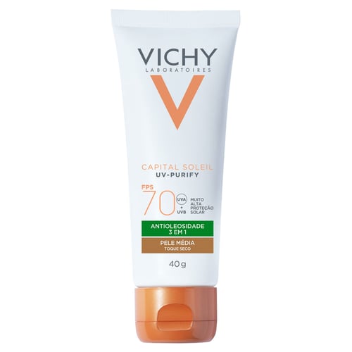 Protetor Solar Vichy Idéal Soleil Purify Cor Média FPS70 40Ml