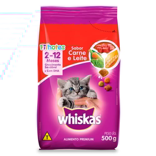 Imagem do produto Ração Para Gato Whiskas Filhote Carne E Leite Ração Para Gato Whiskas Filhote Gatito Carne E Leite 500G