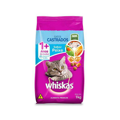Imagem do produto Ração Para Gatos Cadastrados Whiskas Adultos 1+ Anos Sabor Peixe 1Kg
