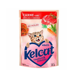 Ração Para Gatos Kelcat Carne Com Ervilha E Cenoura Sachê 85G