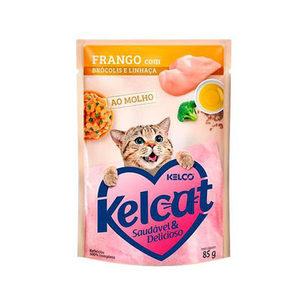 Ração Para Gatos Kelcat Frango Com Brócolis E Linhaça Sachê 85G