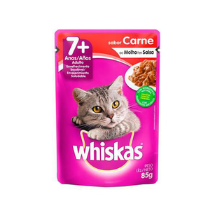 Imagem do produto Ração Para Gatos Whiskas Adulto 7+ Anos Sachê 85G Sabor Carne Ao Molho