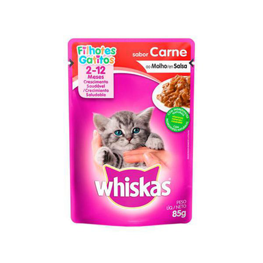 Imagem do produto Ração Para Gatos Whiskas Filhotes 212 Meses Sachê Sabor Carne Ao Molho Com 85G