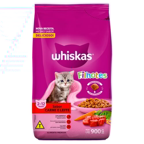 Imagem do produto Ração Para Gatos Whiskas Filhotes Sabor Carne E Leite 900G