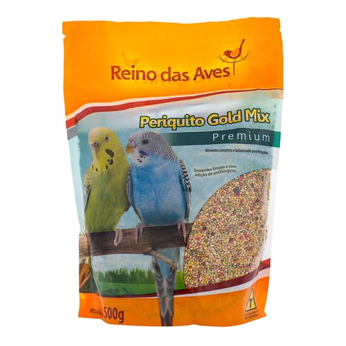 Imagem do produto Ração Para Pássaro Reino Das Aves Periquito Gold Mix Premium 500G