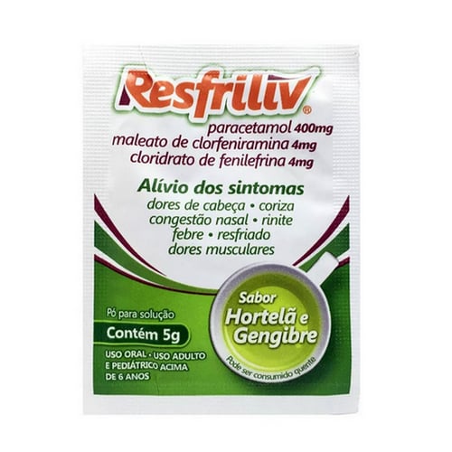 Imagem do produto Resfriliv - 400Mg + 4Mg + 4Mg Pó 50 Envelope 5G Emb Mult Hortelã/Gengibre